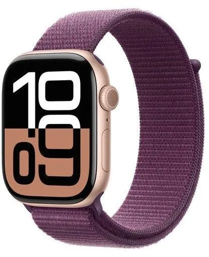 Apple Watch Series 10 GPS + Cellular 46mm - Roséguld aluminiumhölje med plommonfärgat sportloop